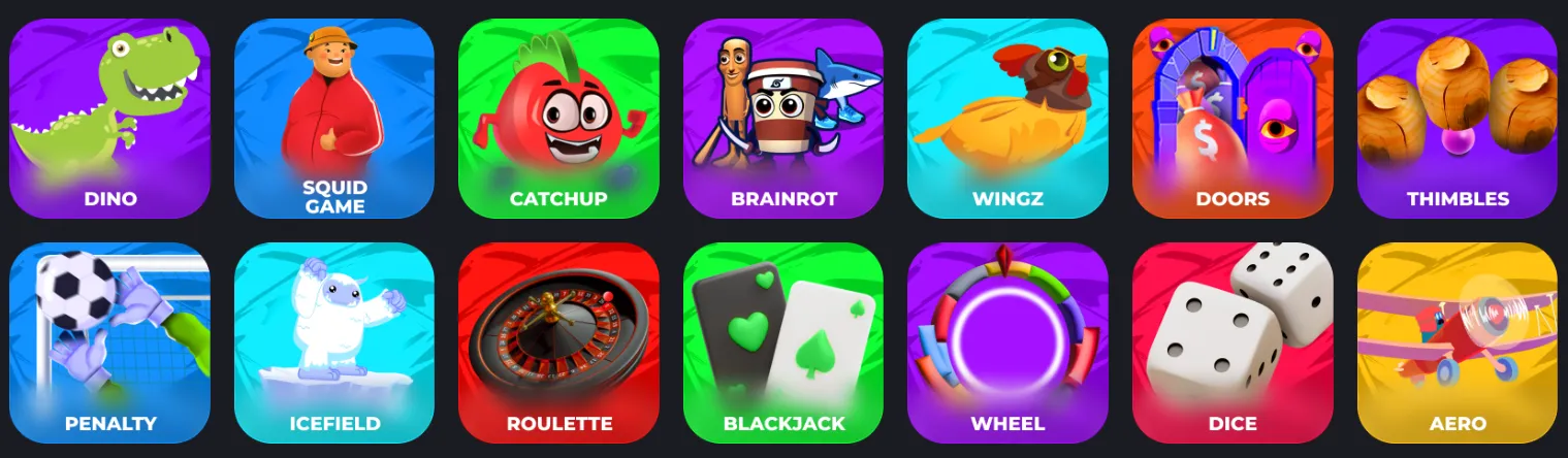 Mines, Icefield, Penalty and Wingz game screen on MyStake, desktop view