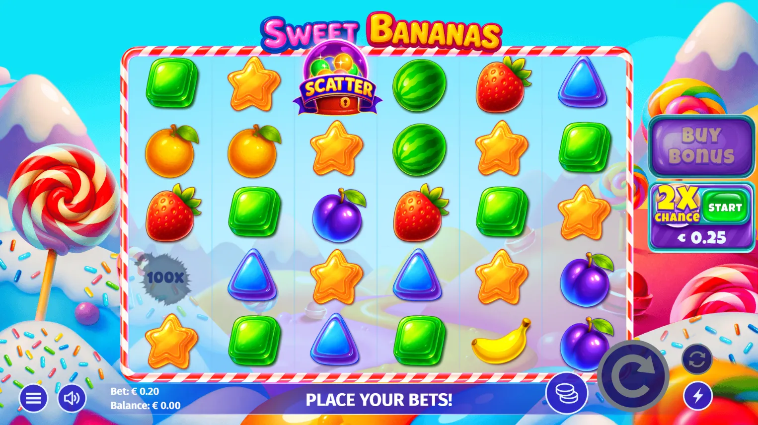 Sweet Bananas slot by Axolotl Games in play, desktop view