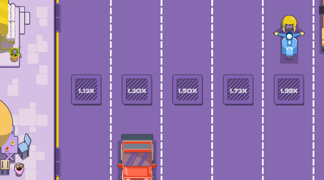 Chicken Cross game screen on MyStake, desktop view